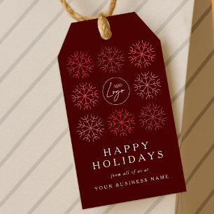 Company Logo Christmas Snowflake Red Corporate Gift Tags