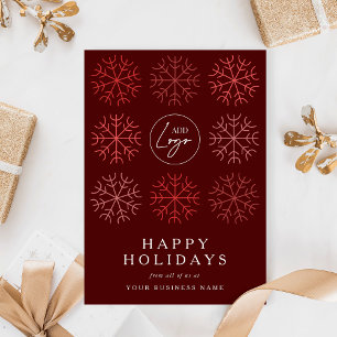 Company Logo Christmas Snowflakes Red Corporate Holiday Card