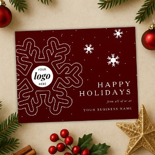 Company Logo Christmas Snowflakes Red Corporate Holiday Postcard