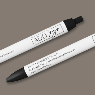 Company Logo & Contact Details Branded Promotional Blue Ink Pen