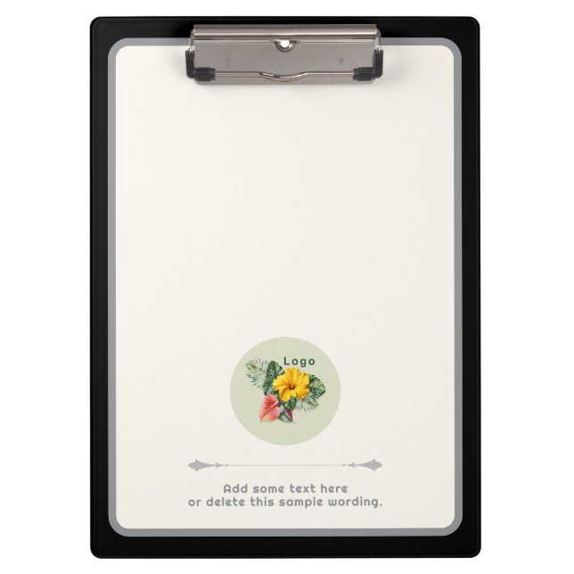Company Logo Custom Text Ecru Clipboard (Front)