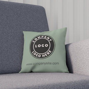 Company Logo DIY Business Swag Showroom Sage Green Cushion