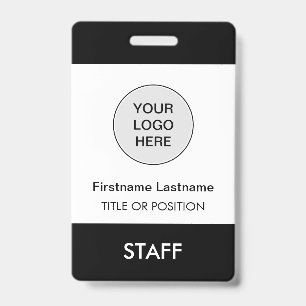 Company Logo Employee Name Black White Badge ID Badge