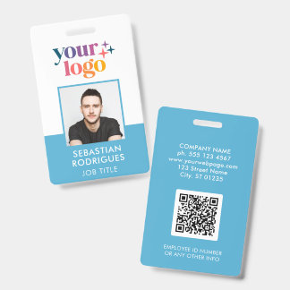 Company Logo Employee Photo Blue ID Badge