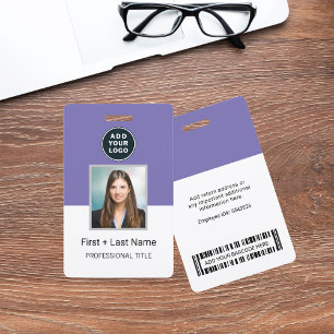 Company Logo Employee Photo ID Barcode Custom Name ID Badge