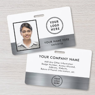 Company Logo Employee Photo ID Silver ID Badge