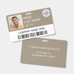 Company Logo Employee Photo Tan ID Badge