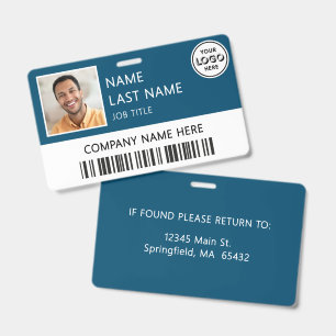 Company Logo Employee Photo Teal ID Badge