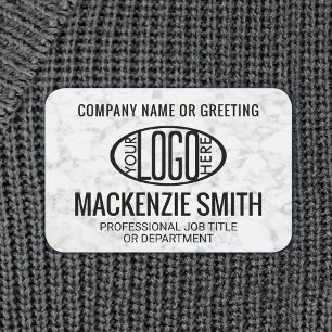 Company Logo Faux Marble Professional Employee Name Tag