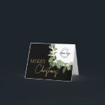 Company Logo Gold black Custom Merry Christmas  Holiday Card<br><div class="desc">Spread joy and gratitude this holiday season with our Merry Christmas Company Logo Gold Black Custom Holiday Cards. These elegant folded cards provide the perfect opportunity to extend your heartfelt holiday greetings and express your appreciation to clients, employees, and customers. Customisation is key, and with our easy-to-use template, you can...</div>