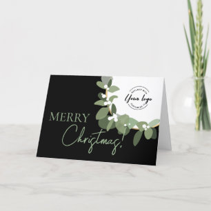 Company Logo Green black Custom Merry Christmas Holiday Card