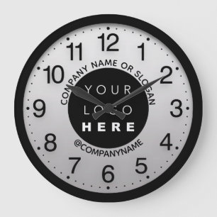 Company Logo Grey Grey Silver Name Slogan Large Clock