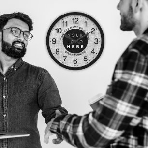 Company Logo Grey Silver Name Slogan   Large Clock