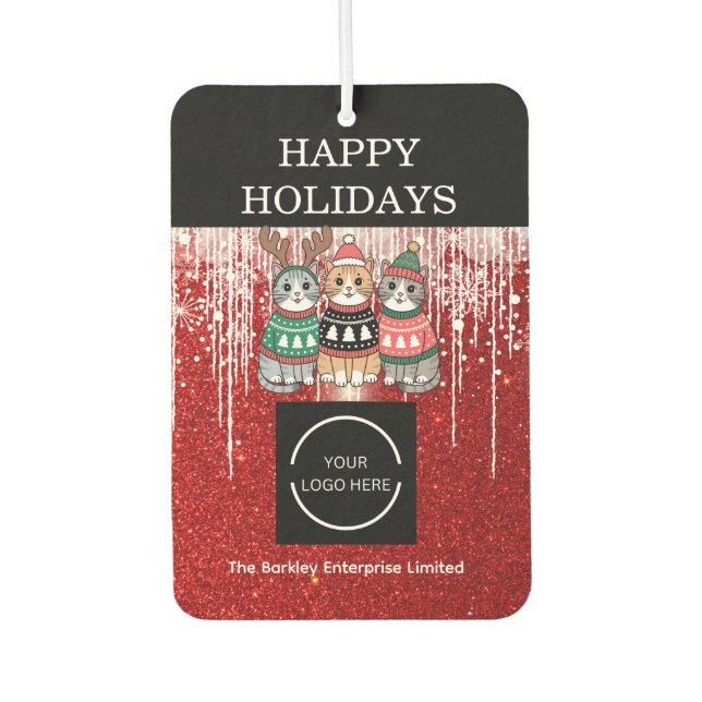 Company Logo Happy Holidays  Car Air Freshener (Front)
