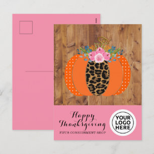 Company Logo Happy Thanksgiving Pumpkin Holiday Postcard