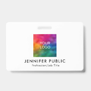 Company Logo Here QR Code Template Name And Title ID Badge