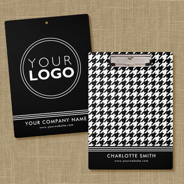 Company Logo Houndstooth Black White Business Clipboard (Creator Uploaded)