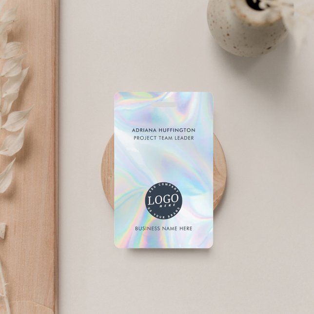 Company Logo ID Business Holographic Employee Badge (Business Logo Minimalist Holographic Employee ID Badge)