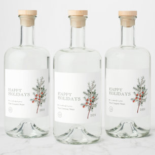 Company Logo Juniper Branch Holiday Custom Liquor Bottle Label