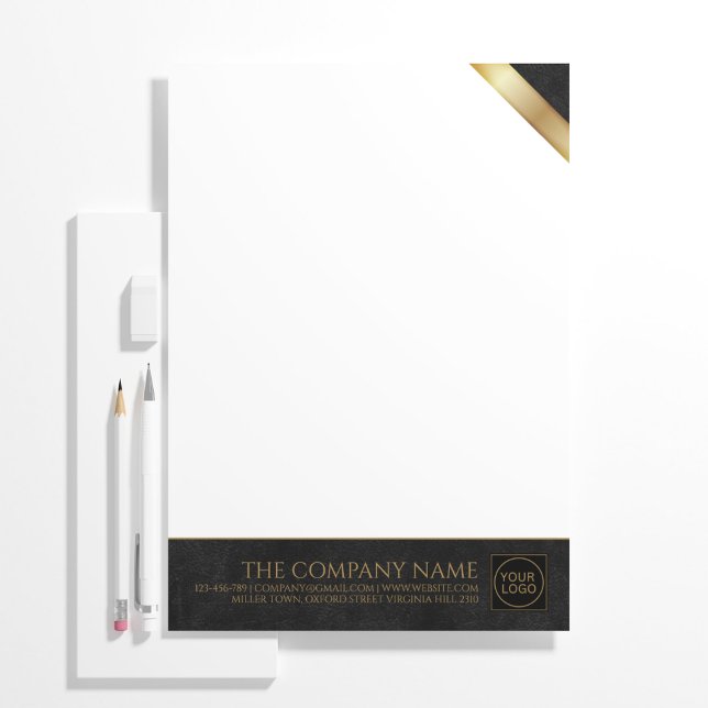 Company Logo Luxury Black Leather Letterhead (Creator Uploaded)