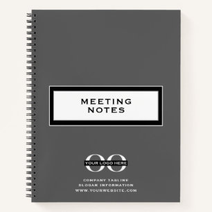 Company Logo Meeting Notes Grey Spiral Notebook