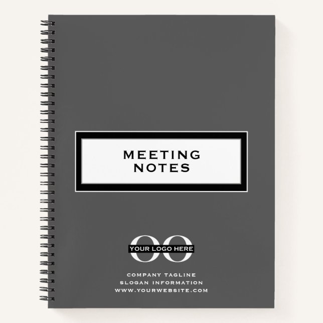 Company Logo Meeting Notes Grey Spiral Notebook (Front)