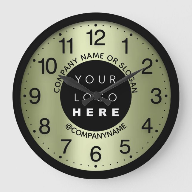 Company Logo Mint Green Name Slogan   Large Clock (Front)