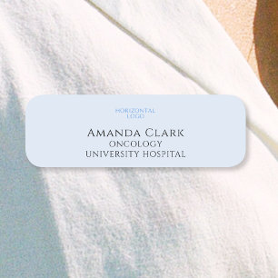 Company Logo Modern Blue Employee Staff Name Tag