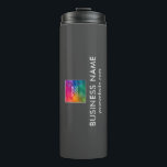 Company Logo Modern Elegant Top Promotional Thermal Tumbler<br><div class="desc">Custom Elegant Modern Template Upload Image Photo Business Company Logo Add Text Name Web Address Promotional Classic Thermal Tumbler.</div>
