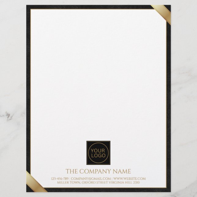Company Logo Modern Navy Leather Letterhead (Front)