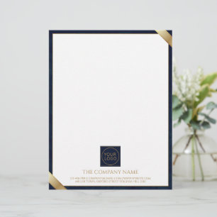 Company Logo Modern Navy Leather Letterhead
