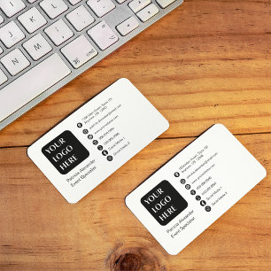 Company Logo Modern with Social Media Black White  Business Card