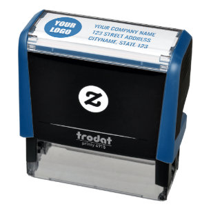 Company Logo Name Address Self-inking Stamp blue