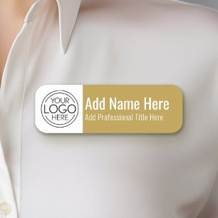 Company Logo - Name, Professional Title, Gold Name Tag