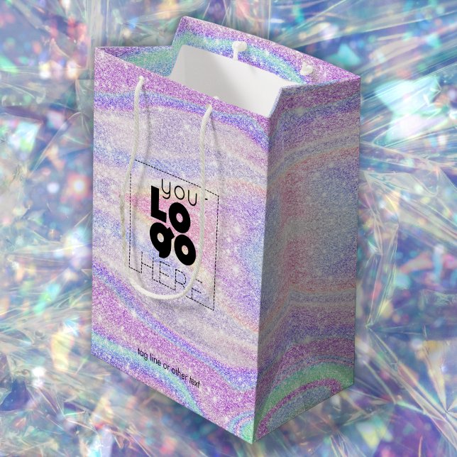 Company Logo Ombre Iridescent Glitter Paper Small/ Medium Gift Bag (Creator Uploaded)