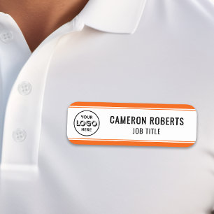 Company Logo Orange Magnetic Employee Name Tag