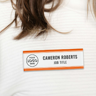 Company Logo Orange Magnetic Employee Name Tag