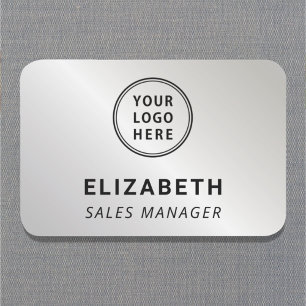 Company Logo Professional Silver Name Tag