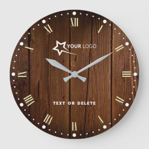 Company Logo Promotional Branded Wood Large Clock