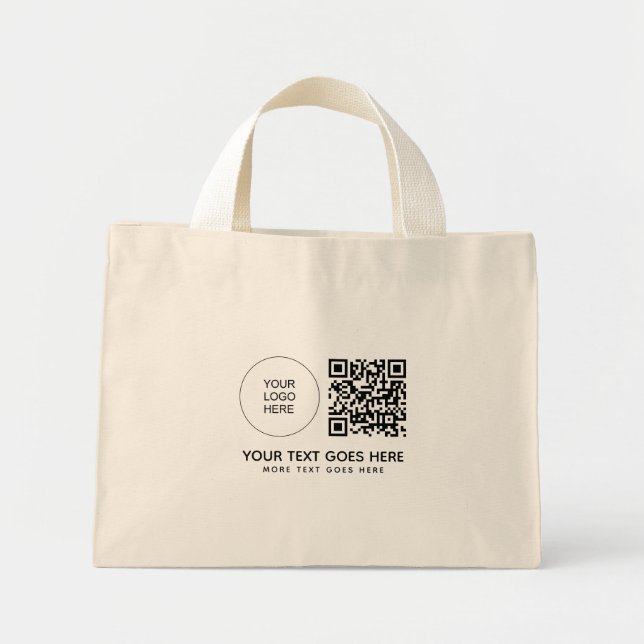 Company Logo QR Code Barcode Double Sided Print Mini Tote Bag (Front)