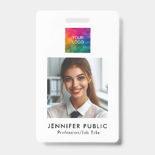 Company Logo QR Code Employee Name And Title ID Badge