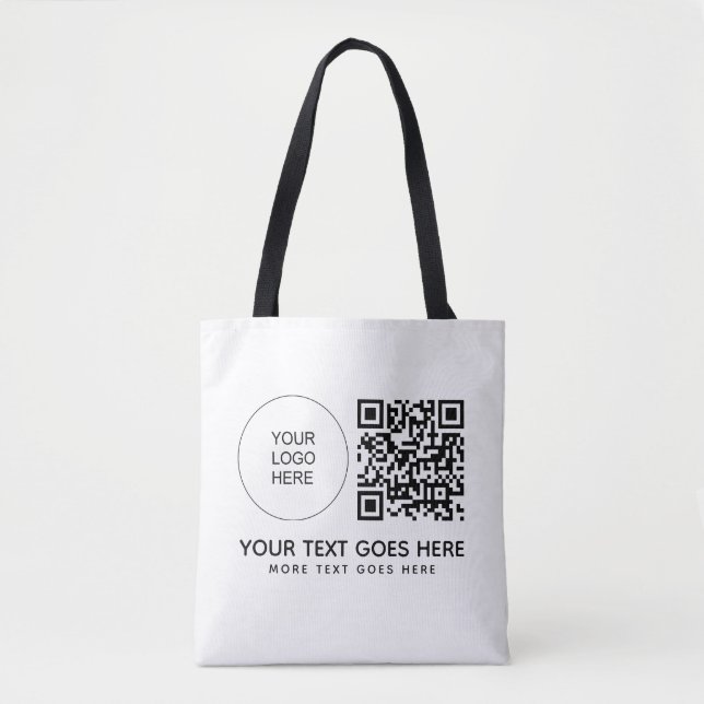 Company Logo QR Code Front Side Print Shoulder Tote Bag (Front)