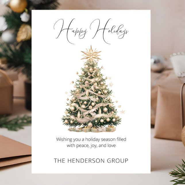 Company Logo QR Code Happy Holidays Christmas Tree Holiday Card (Creator Uploaded)