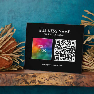 Company Logo QR Code Here Template Horizontal Plaque
