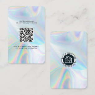 Company Logo QR Code Holographic Modern Business Card