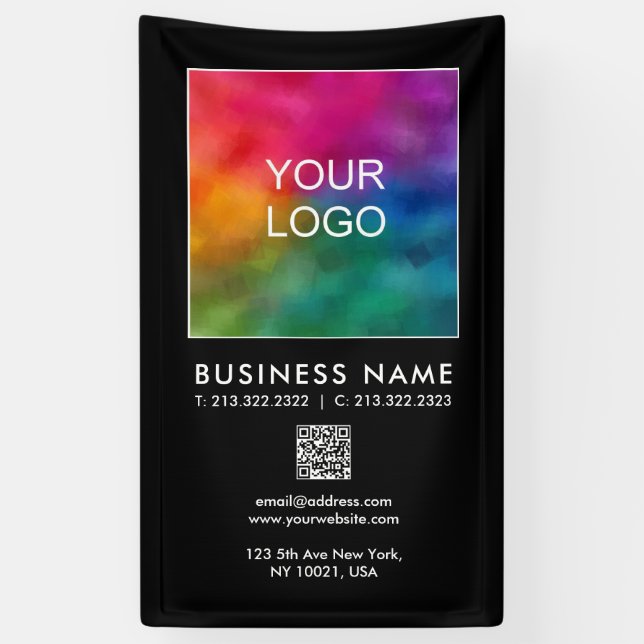 Company Logo QR Code Modern Template Vertical Banner (Vertical)