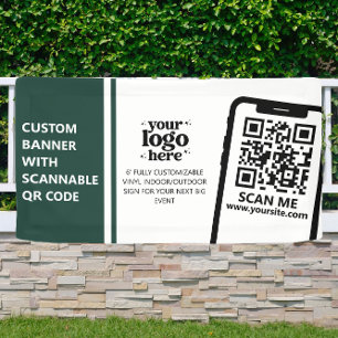 Company Logo QR Code Vinyl Green Indoor Outdoor Banner
