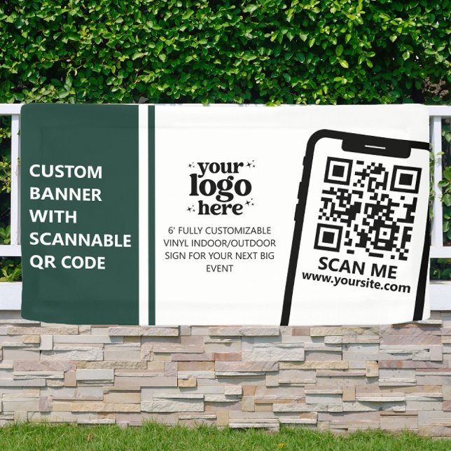 Company Logo QR Code Vinyl Green Indoor Outdoor Banner (Creator Uploaded)