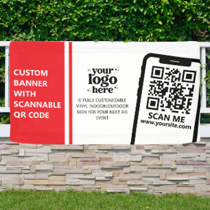 Company Logo QR Code Vinyl Red Indoor Outdoor Banner