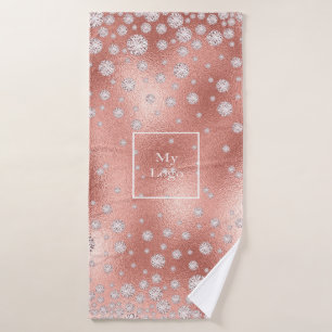 Company logo rose gold diamonds luxurious sparkle bath towel